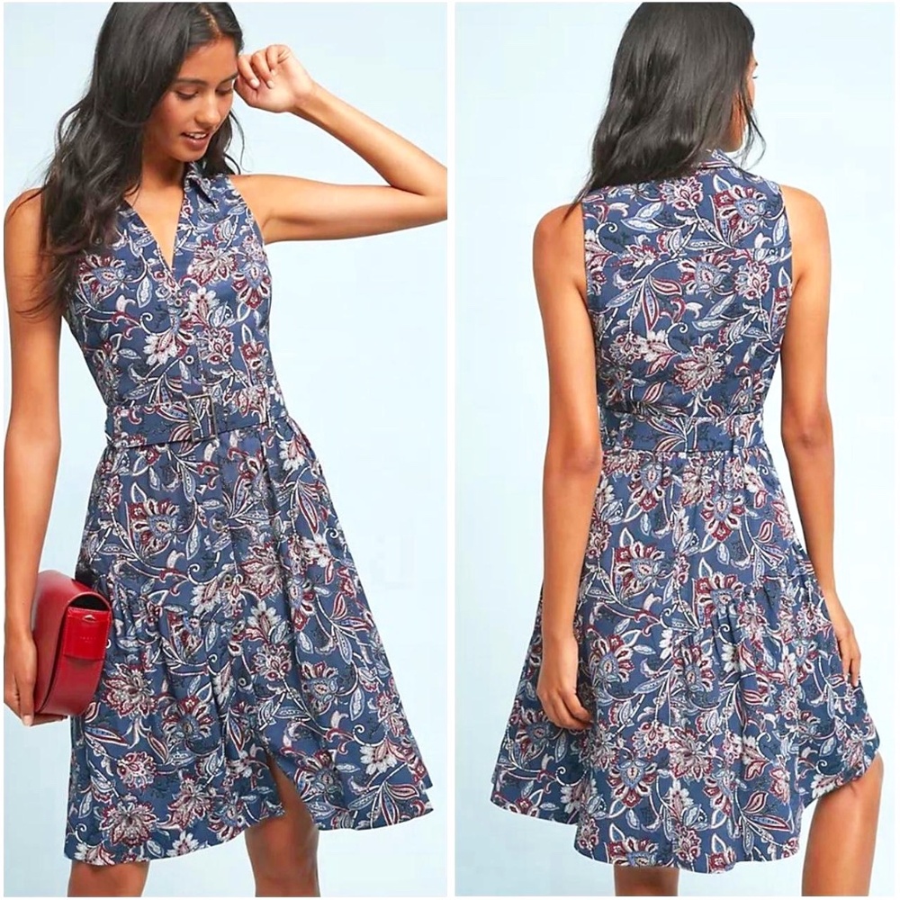 Maeve Calia Belted, Sleeveless Shirtdress, Size 6